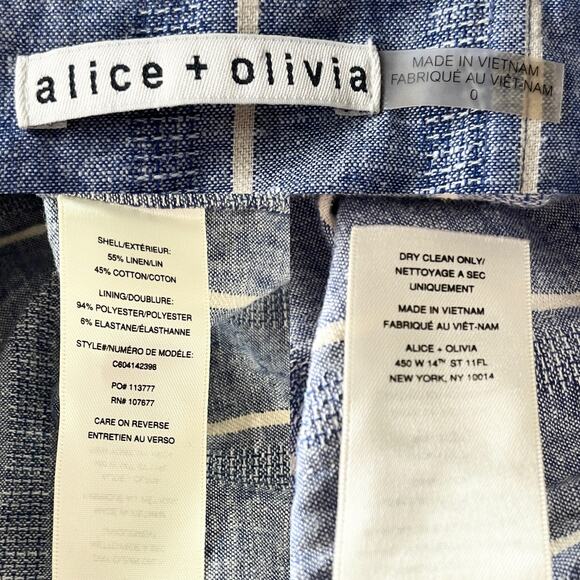 ALICE + OLIVIA Lucie Linen Blend Striped Strapless Wide-Leg Jumpsuit 0 - Picture 7 of 15